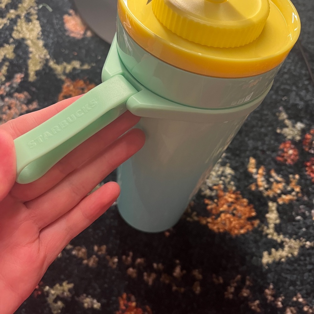 Starbucks Light Green Tumbler with Yellow Lid leak proof